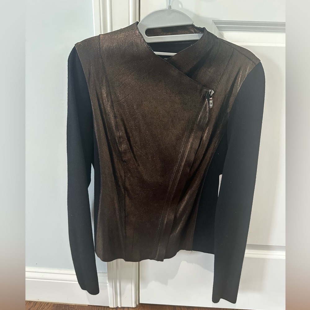 ELIE TAHARI Leather Jacket Size S